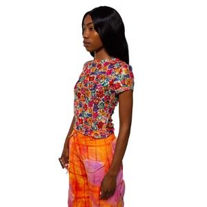 Collina Strada NWT Flower Strip Sequin Cardio Tee Size M